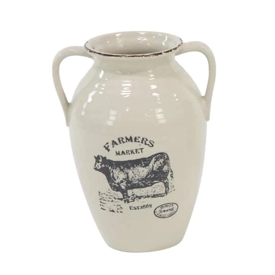 Set Of 3 White Porcelain Farmhouse Vase, 8" X 10" 6 Set Of 3 White Porcelain Farmhouse Vase, 8" X 10" - Image 4