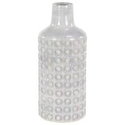 CosmoLiving By Cosmopolitan White Porcelain Coastal Style Vase, 8" X 18" -Flowers Michael Store D492389S 1 1