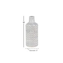 CosmoLiving By Cosmopolitan White Porcelain Coastal Style Vase, 8" X 18" -Flowers Michael Store D492389S 6