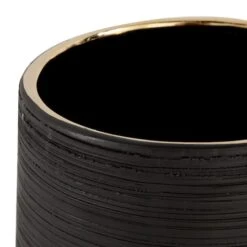 CosmoLiving By Cosmopolitan Set Of 2 Black Porcelain Glam Vase, 5" X 8" -Flowers Michael Store D492400S 4