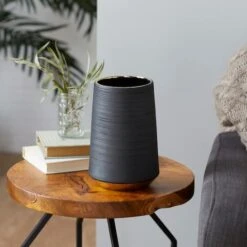 CosmoLiving By Cosmopolitan Set Of 2 Black Porcelain Glam Vase, 5" X 8" -Flowers Michael Store D492400S 9