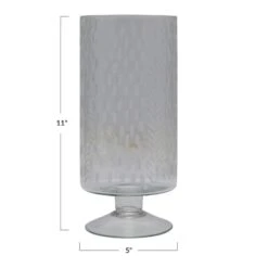 Hello Honey® 11" Glass Footed Hurricane Vase With Etched Pattern 7 Hello Honey® 11" Glass Footed Hurricane Vase With Etched Pattern -Flowers Michael Store D493445S 2