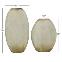 Set Of 2 Gold Metal Contemporary Vase, 12", 16" -Flowers Michael Store D494151S 6