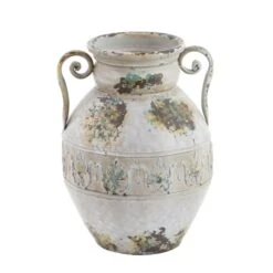 White Metal Vintage Vase, 15" X 12" X 12" 14 White Metal Vintage Vase, 15" X 12" X 12" -Flowers Michael Store D494153S 2