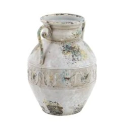 White Metal Vintage Vase, 15" X 12" X 12" 17 White Metal Vintage Vase, 15" X 12" X 12" -Flowers Michael Store D494153S 5