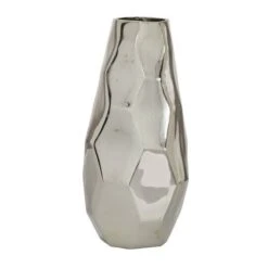 Silver Aluminum Contemporary Vase, 15" X 7" X 7" -Flowers Michael Store D494160S 5