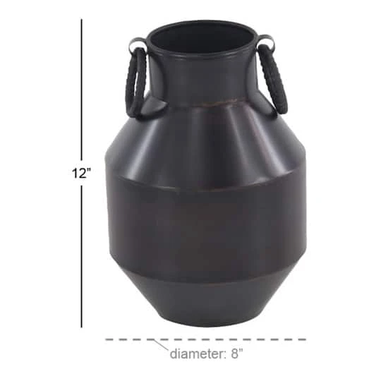 Dark Brown Metal Rustic Vase, 12" X 8" X 8" 9 Dark Brown Metal Rustic Vase, 12" X 8" X 8" - Image 7