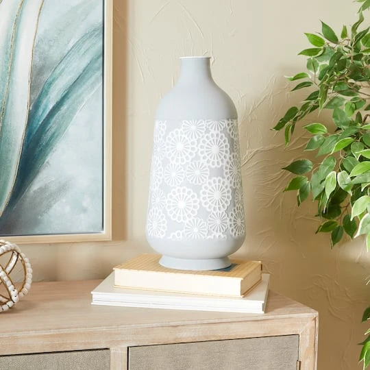 16" Gray Iron French Country Vase 5 16" Gray Iron French Country Vase - Image 3