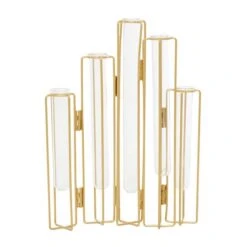 Gold Metal Contemporary Vase, 12" X 10" X 3" -Flowers Michael Store D494177S 5