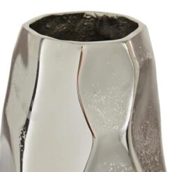 Contemporary Geometric-Style Metallic Silver Aluminum Vase, 12" X 5.7" X 5.4" -Flowers Michael Store D494180S 3