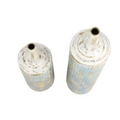 Set Of 2 Turquoise Metal Rustic Vase, 25", 18" -Flowers Michael Store D494191S 2
