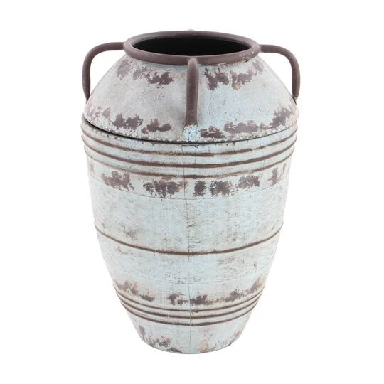 Set Of 3 Blue Metal Rustic Vase, 26", 23", 19" 8 Set Of 3 Blue Metal Rustic Vase, 26", 23", 19" - Image 6