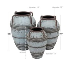 Set Of 3 Blue Metal Rustic Vase, 26", 23", 19" 22 Set Of 3 Blue Metal Rustic Vase, 26", 23", 19" -Flowers Michael Store D494196S 9
