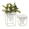 CosmoLiving By Cosmopolitan Set Of 2 White Metal Contemporary Planter, 10", 15" 1 CosmoLiving By Cosmopolitan Set Of 2 White Metal Contemporary Planter, 10", 15" -Flowers Michael Store D501333S 1