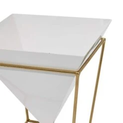 CosmoLiving By Cosmopolitan Set Of 2 White Metal Contemporary Planter, 10", 15" -Flowers Michael Store D501333S 3