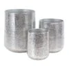 Set Of 3 Silver Aluminum Glam Planter, 12", 16", 20"