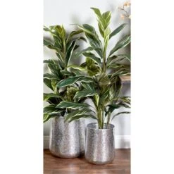 Set Of 3 Silver Aluminum Glam Planter, 12", 16", 20" -Flowers Michael Store D501343S 8