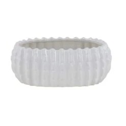 Set Of 3 White Stoneware Traditional Planter, 9", 13", 17" -Flowers Michael Store D501346S 2