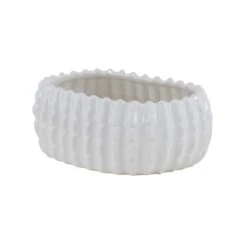 Set Of 3 White Stoneware Traditional Planter, 9", 13", 17" -Flowers Michael Store D501346S 4