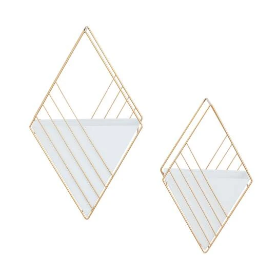 CosmoLiving By Cosmopolitan Set Of 2 White Iron Contemporary Planter, 17" X 10" X 5" 6 CosmoLiving By Cosmopolitan Set Of 2 White Iron Contemporary Planter, 17" X 10" X 5" - Image 4