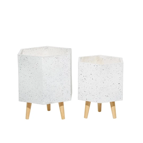 Set Of 2 White MgO Contemporary Planter 15", 17" 5 Set Of 2 White MgO Contemporary Planter 15", 17" - Image 3