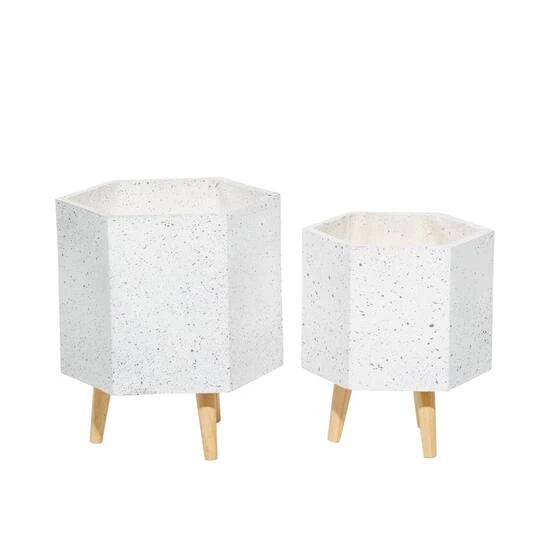 Set Of 2 White MgO Contemporary Planter 15", 17" 6 Set Of 2 White MgO Contemporary Planter 15", 17" - Image 4
