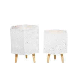 Set Of 2 White MgO Contemporary Planter 15", 17" 17 Set Of 2 White MgO Contemporary Planter 15", 17" -Flowers Michael Store D501366S 6