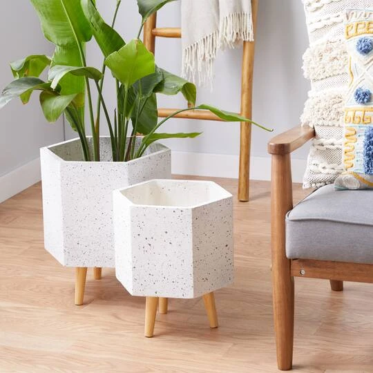 Set Of 2 White MgO Contemporary Planter 15", 17" 11 Set Of 2 White MgO Contemporary Planter 15", 17" - Image 9