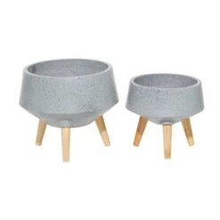Set Of 2 Grey MgO Contemporary Planter 12", 10" -Flowers Michael Store D501393S 5