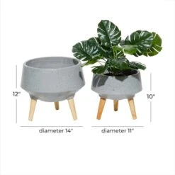 Set Of 2 Grey MgO Contemporary Planter 12", 10" -Flowers Michael Store D501393S 6