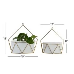 CosmoLiving By Cosmopolitan Set Of 2 White Metal Contemporary Planter, 12", 15" 18 CosmoLiving By Cosmopolitan Set Of 2 White Metal Contemporary Planter, 12", 15" -Flowers Michael Store D501402S 7