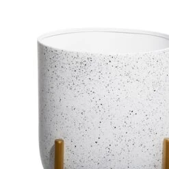 Set Of 2 White Metal Contemporary Planter, 20", 22" -Flowers Michael Store D501403S 4