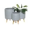 Set Of 3 Grey MgO Contemporary Planter 14", 16", 18" 1 Set Of 3 Grey MgO Contemporary Planter 14", 16", 18" -Flowers Michael Store D501413S 1