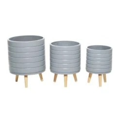Set Of 3 Grey MgO Contemporary Planter 14", 16", 18" -Flowers Michael Store D501413S 6