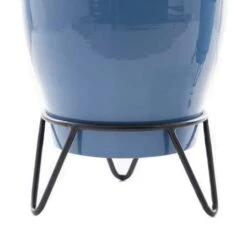 Set Of 2 Blue Iron Modern Planter, 11" X 10" X 10" -Flowers Michael Store D501414S 4