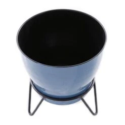 Set Of 2 Blue Iron Modern Planter, 11" X 10" X 10" -Flowers Michael Store D501414S 5