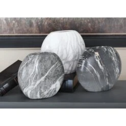 Set Of 3 Grey Stoneware Contemporary Vase, 9" X 8" 29 Set Of 3 Grey Stoneware Contemporary Vase, 9" X 8" -Flowers Michael Store D502645S 13