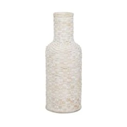 White Bamboo Tall Woven Floor Vase 8" X 8" X 22"