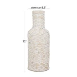 White Bamboo Tall Woven Floor Vase 8" X 8" X 22" -Flowers Michael Store D502647S 5