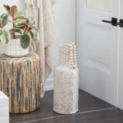 White Bamboo Tall Woven Floor Vase 8" X 8" X 22" -Flowers Michael Store D502647S 6