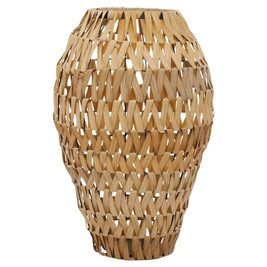 Brown Plastic Rattan Handmade Woven Vase 15" X 15" X 22" 3 Brown Plastic Rattan Handmade Woven Vase 15" X 15" X 22"