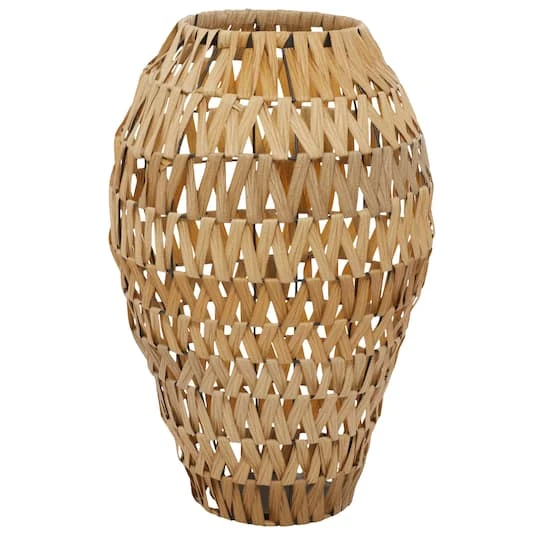 Brown Plastic Rattan Handmade Woven Vase 15" X 15" X 22" 5 Brown Plastic Rattan Handmade Woven Vase 15" X 15" X 22" - Image 3