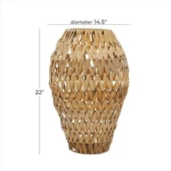 Brown Plastic Rattan Handmade Woven Vase 15" X 15" X 22" 12 Brown Plastic Rattan Handmade Woven Vase 15" X 15" X 22" -Flowers Michael Store D502648S 4