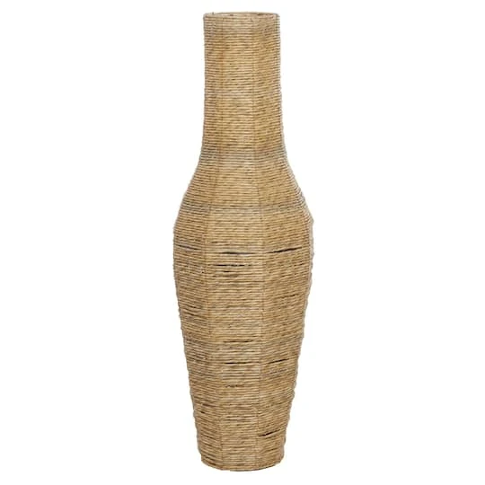 Brown Faux Seagrass Handmade Tall Woven Floor Vase 14" X 14" X 44" 5 Brown Faux Seagrass Handmade Tall Woven Floor Vase 14" X 14" X 44" - Image 3