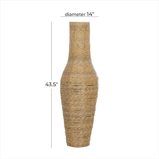 Brown Faux Seagrass Handmade Tall Woven Floor Vase 14" X 14" X 44" 7 Brown Faux Seagrass Handmade Tall Woven Floor Vase 14" X 14" X 44" - Image 5