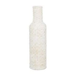 White Bamboo Tall Woven Floor Vase 9" X 9" X 30"