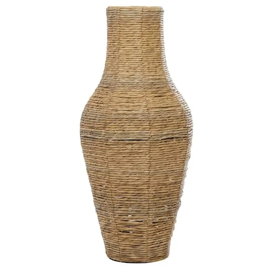 Brown Faux Seagrass Handmade Tall Woven Floor Vase 12" X 12" X 28" 3 Brown Faux Seagrass Handmade Tall Woven Floor Vase 12" X 12" X 28"