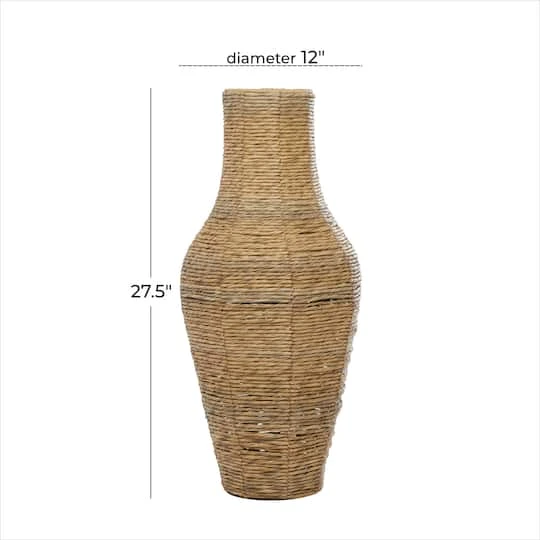 Brown Faux Seagrass Handmade Tall Woven Floor Vase 12" X 12" X 28" 7 Brown Faux Seagrass Handmade Tall Woven Floor Vase 12" X 12" X 28" - Image 5