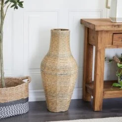 Brown Faux Seagrass Handmade Tall Woven Floor Vase 12" X 12" X 28" 13 Brown Faux Seagrass Handmade Tall Woven Floor Vase 12" X 12" X 28" -Flowers Michael Store D502664S 5