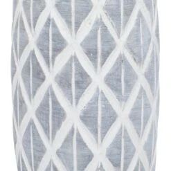 Coastal Gray And White Ceramic Jar Vase With Criss Cross Pattern, 16" X 6" X 6" -Flowers Michael Store D502666S 4